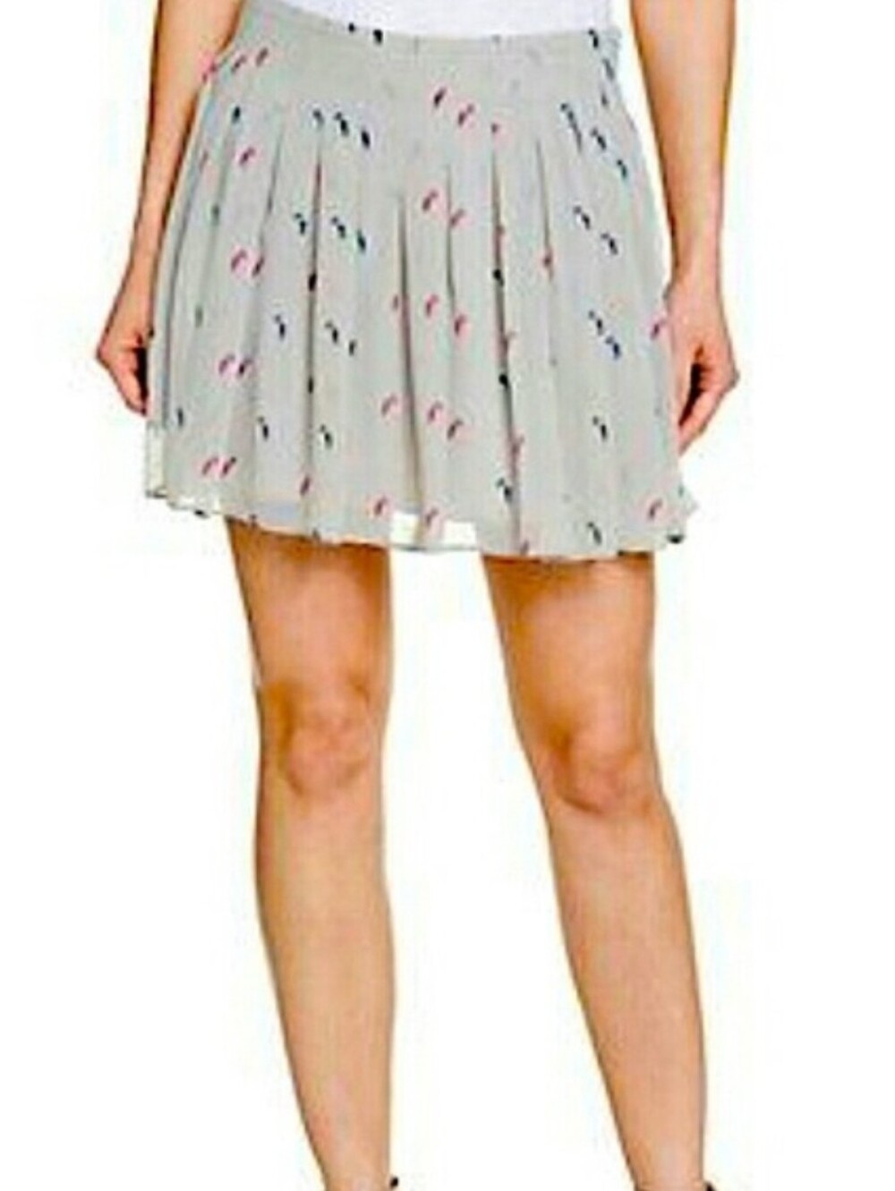 NWT BCBGeneration Moonstone Bird Print High Waist Pleated Mini Skirt Size 0